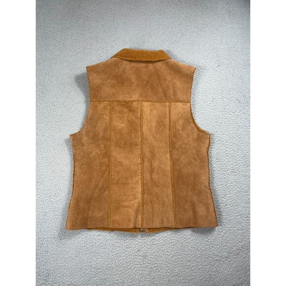 Vintage Express Womens Size M Leather Suede Sherpa Lined Full Zip Jacket Vest - Picture 2 of 14